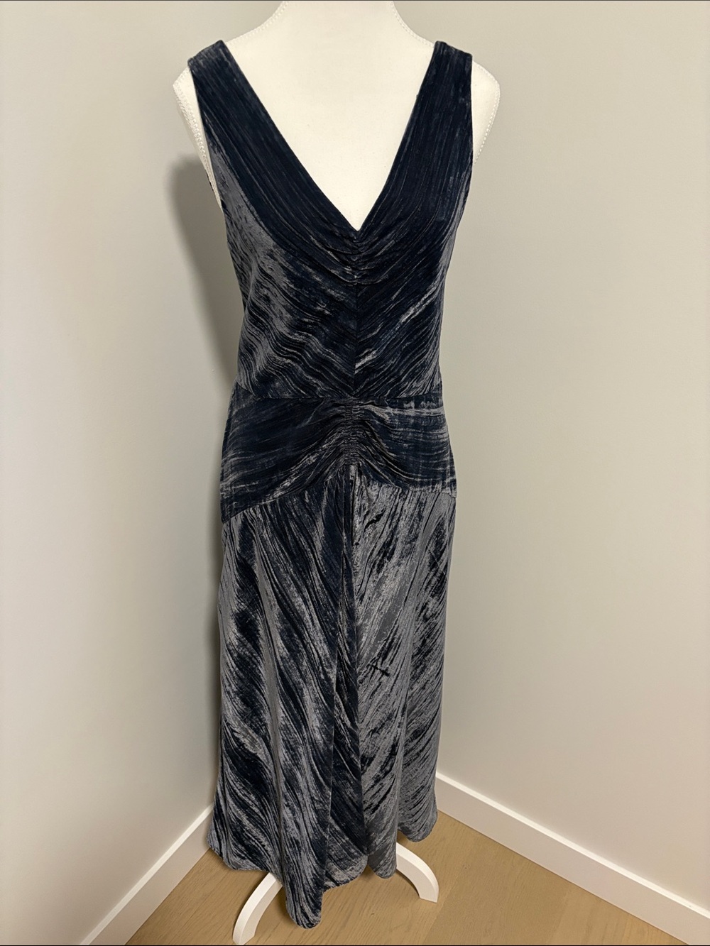 Vince Charcoal Velvet V-Neck Maxi Dress